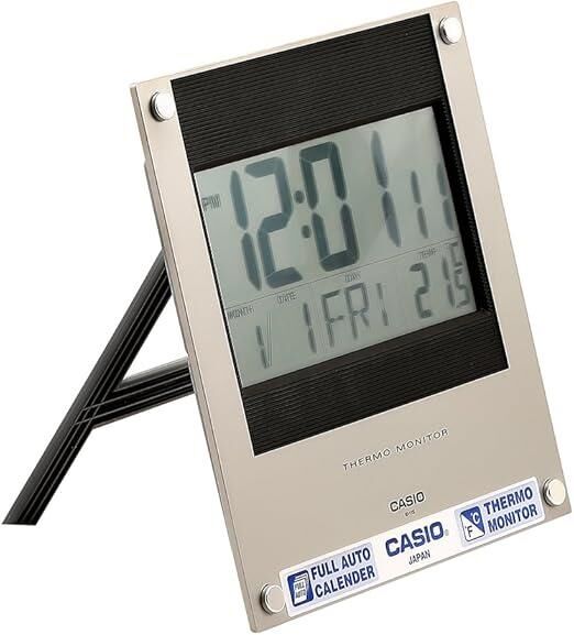Casio ID-11S-1D Plastik Kasa Kahverengi Renkli 22 x 23.7 cm Çaplı Isı ve Nem Ölçerli Takvimli Dijital Masa ve Duvar Saati