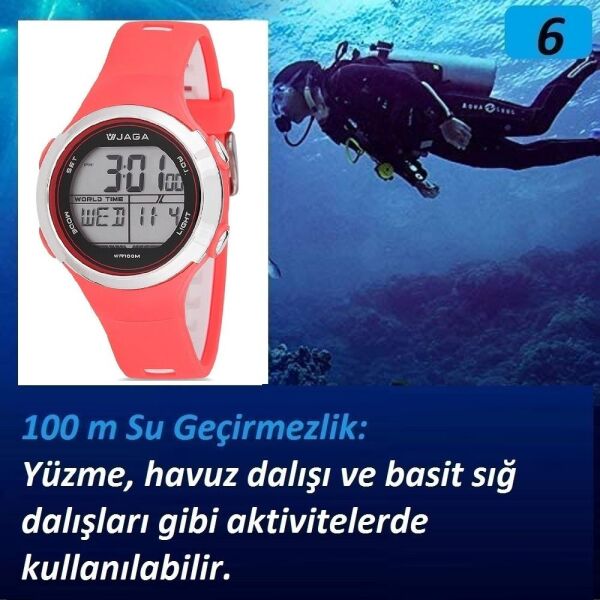 Jaga M1219-4GGB 7-12 Yaş Alarm Kronometre Aydınlatmalı Dijital Çocuk Kol Saati
