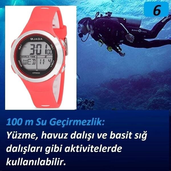 Jaga M1219-4GGB 7-12 Yaş Alarm Kronometre Aydınlatmalı Dijital Çocuk Kol Saati