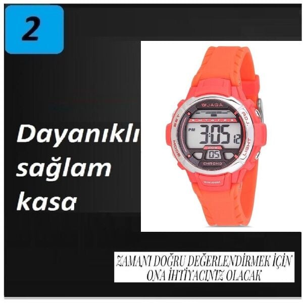 Jaga M1048-OGGG Dijital 7-12 Yaş Alarm Kronometre Aydınlatmalı Çocuk Kol Saati