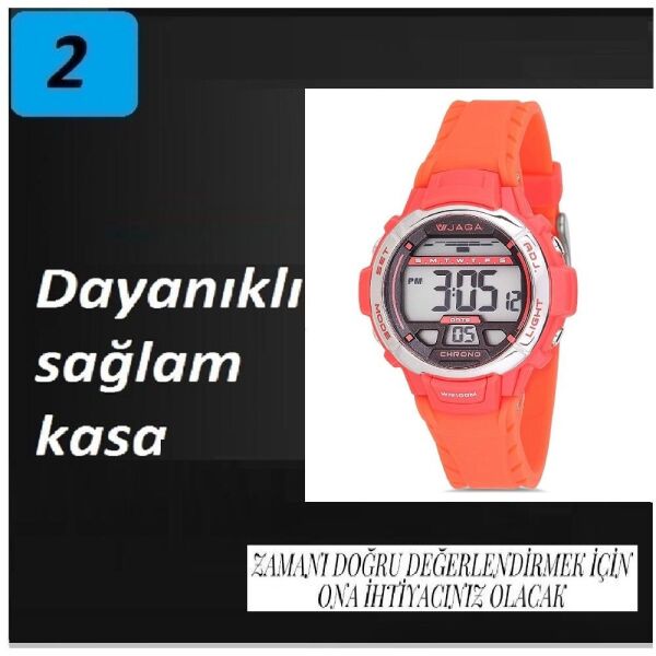 Jaga M1048-OGGG Dijital 7-12 Yaş Alarm Kronometre Aydınlatmalı Çocuk Kol Saati