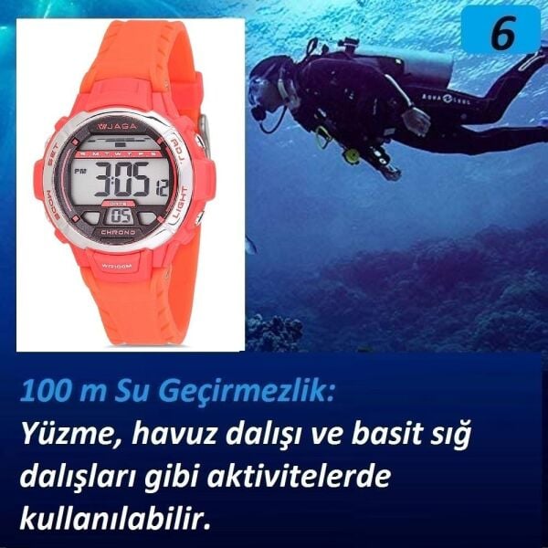 Jaga M1048-OGGG Dijital 7-12 Yaş Alarm Kronometre Aydınlatmalı Çocuk Kol Saati