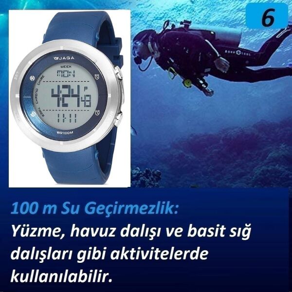 Jaga M1160-OEAB-T1 Dijital Alarm Kronometre Aydınlatmalı Dijital Genç Kol Saati