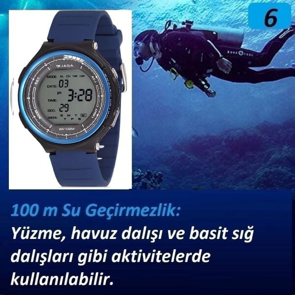 Jaga M1178-OEAE Dijital Alarm Kronometre Aydınlatmalı Dijital Genç Kol Saati