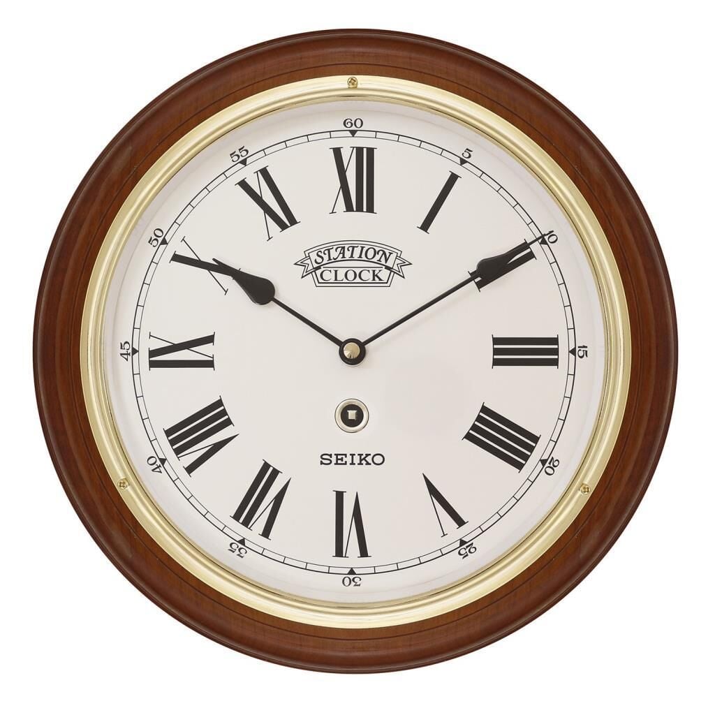 Seiko QXA144B Ahşap Kızılağaç Kasa Kahverengi Renkli 28 cm Çaplı Şık Dekoratif Sessiz Saniye Mekanizmalı Duvar Saati