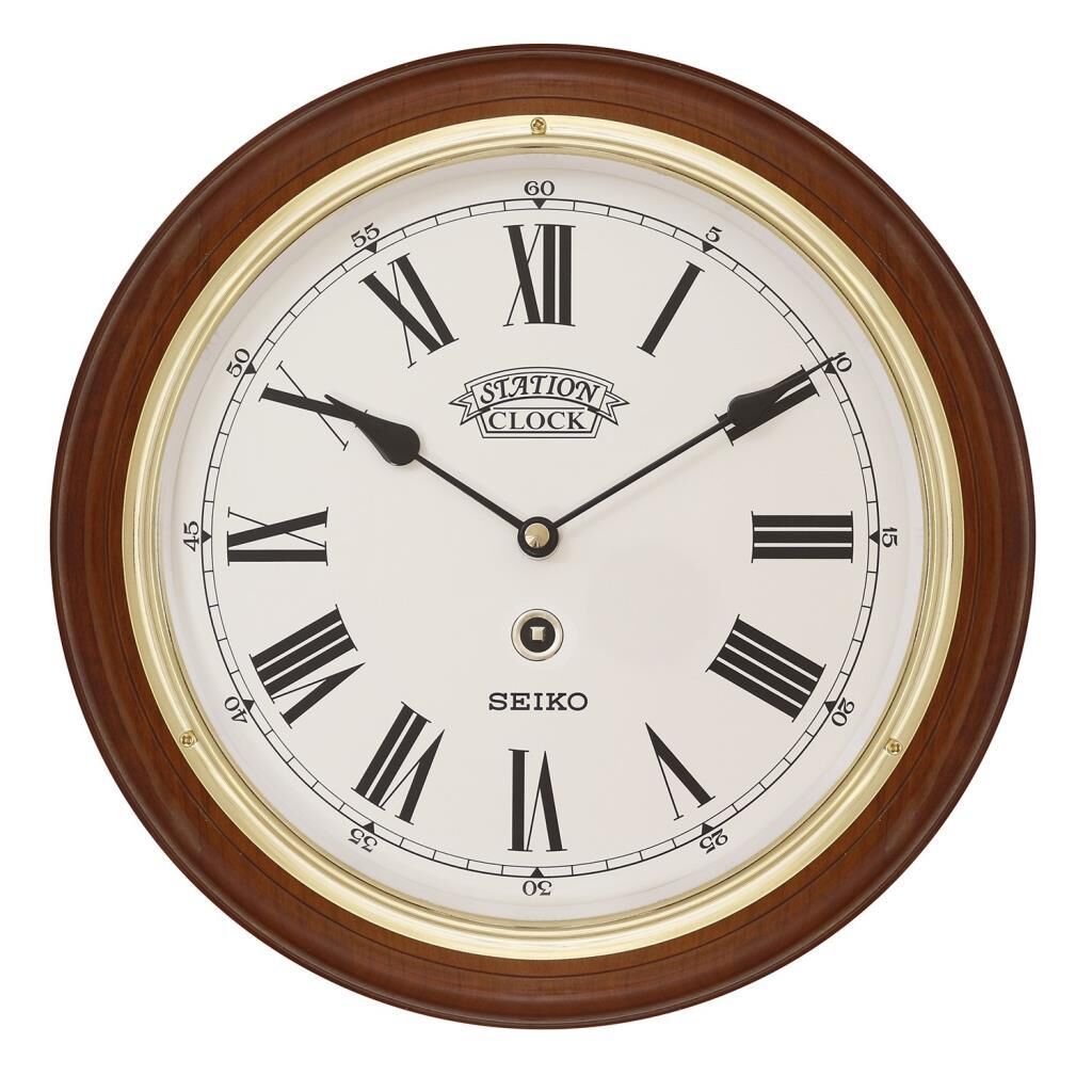Seiko QXA144B Ahşap Kızılağaç Kasa Kahverengi Renkli 28 cm Çaplı Şık Dekoratif Sessiz Saniye Mekanizmalı Duvar Saati