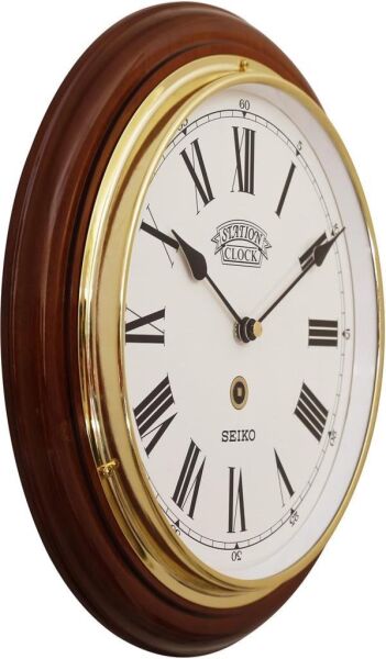 Seiko QXA144B Ahşap Kızılağaç Kasa Kahverengi Renkli 28 cm Çaplı Şık Dekoratif Sessiz Saniye Mekanizmalı Duvar Saati