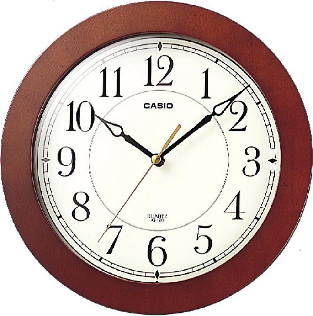 Casio IQ-126-5DF Plastik Kasa Kahverengi Renkli 26 cm Çaplı Modern Quartz Saniye Mekanizmalı Duvar Saati