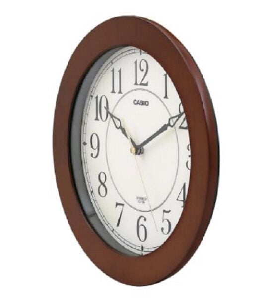 Casio IQ-126-5DF Plastik Kasa Kahverengi Renkli 26 cm Çaplı Modern Quartz Saniye Mekanizmalı Duvar Saati