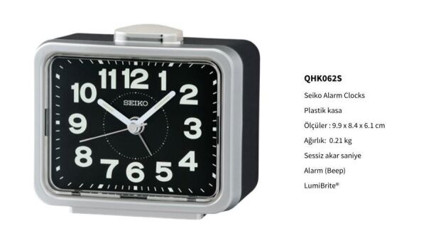 Seiko QHK062S Bell Sesli Alarm Sessiz Saniyeli Aydınlatmalı LumiBrite Masa Saati