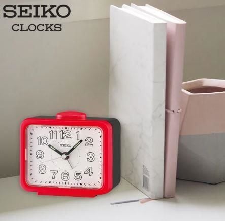 Seiko QHK061R Sessiz Saniyeli Aydınlatmalı Bell Sesli Alarmlı Masa Saati