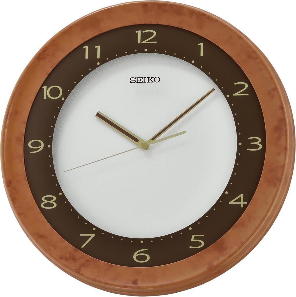 Seiko QXA817B Plastik Kasa Kahverengi Renkli 36.8 cm Çaplı Modern Dekoratif Sessiz Saniye Mekanizmalı Duvar Saati