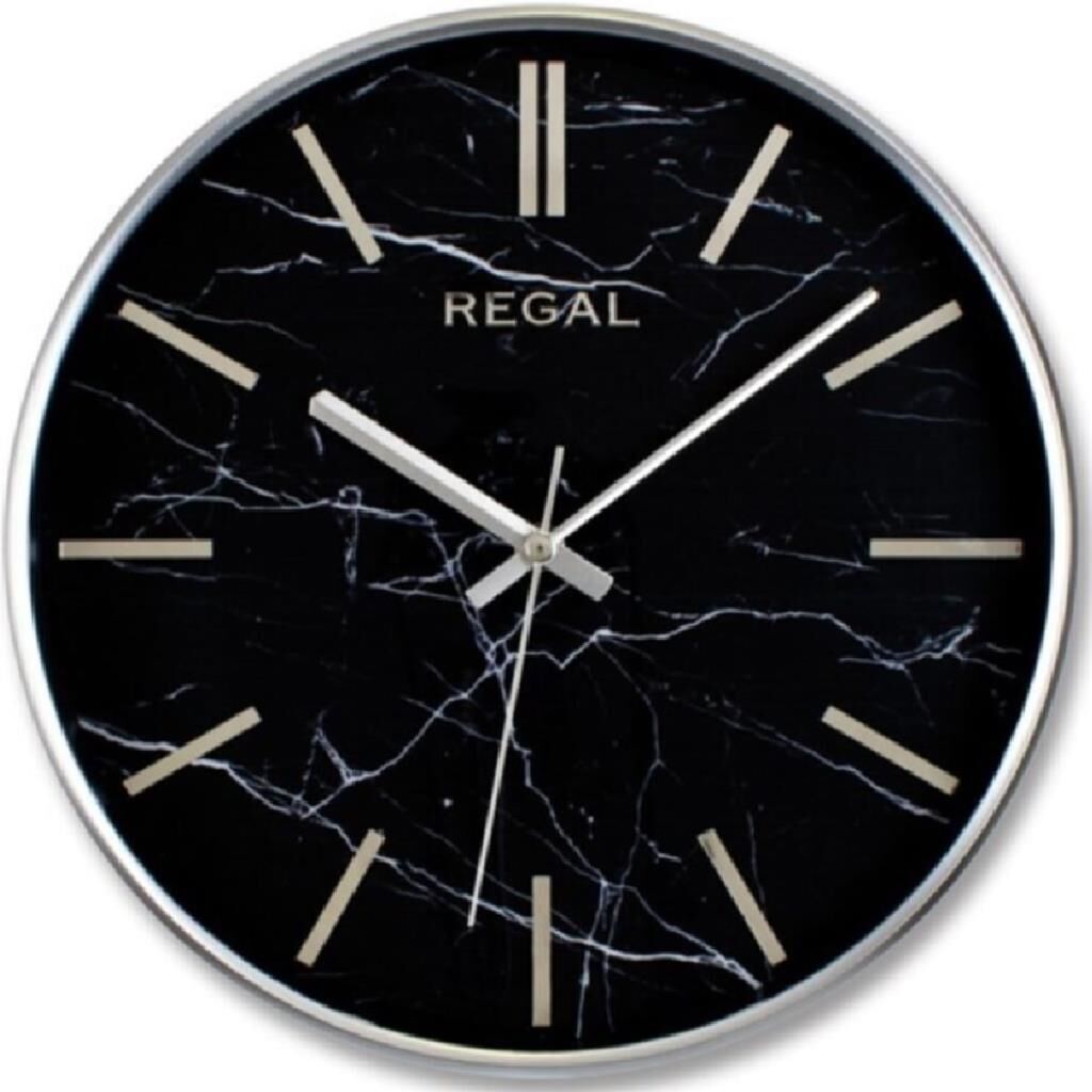 Regal 0250 SB2 İnce Çerçeve Oniks Mermer Desen Sessiz Duvar Saati