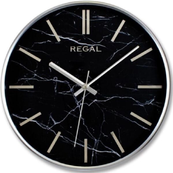Regal 0250 SB2 İnce Çerçeve Oniks Mermer Desen Sessiz Duvar Saati