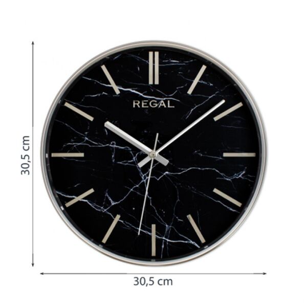 Regal 0250 SB2 İnce Çerçeve Oniks Mermer Desen Sessiz Duvar Saati