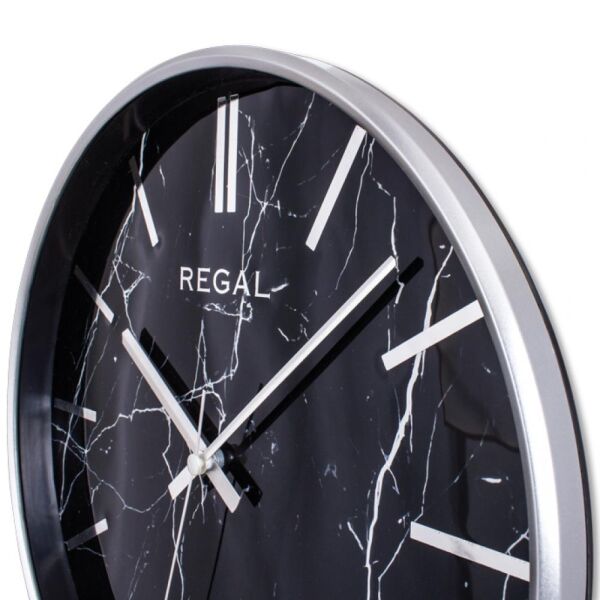 Regal 0250 SB2 İnce Çerçeve Oniks Mermer Desen Sessiz Duvar Saati