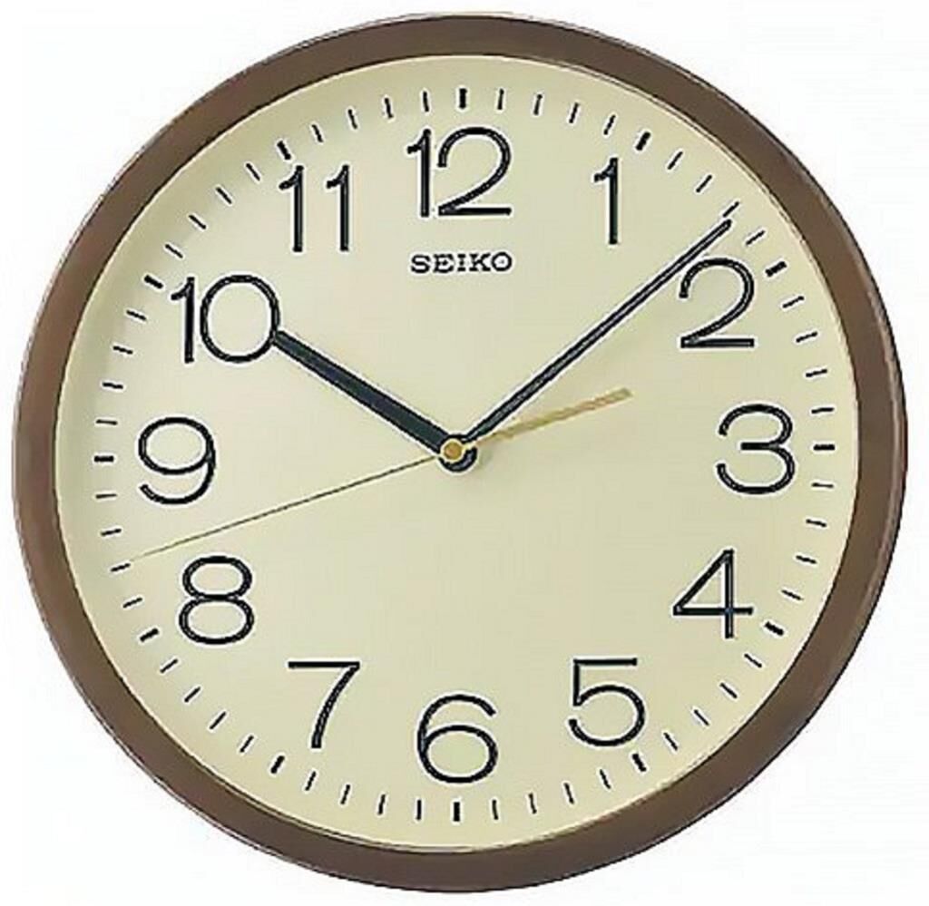 Seiko QXA808B Plastik Kasa Kahverengi Renkli 31.1 cm Çaplı Modern Dekoratif Sessiz Saniye Mekanizmalı Duvar Saati