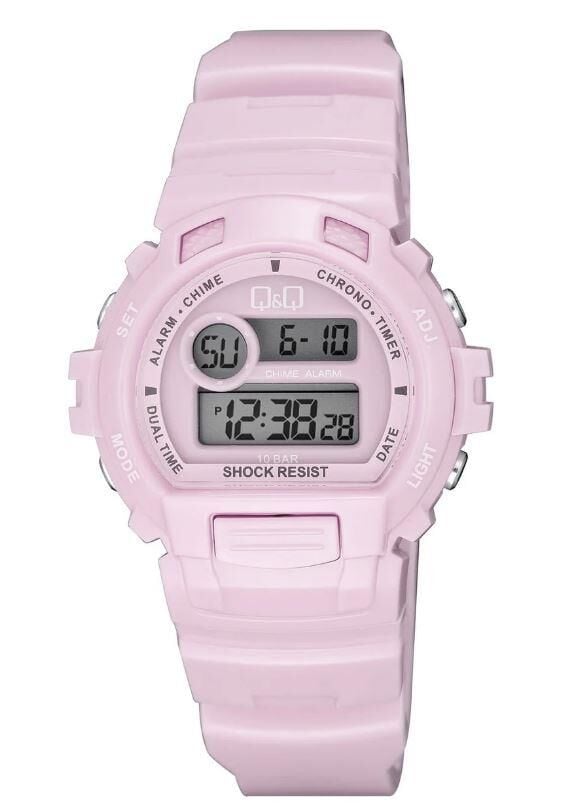 Q&Q G14A-003VY Pembe Renkli Alarmlı Tarihli Kronometreli Işıklı Çocuk Kol Saati