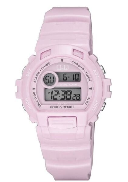 Q&Q G14A-003VY Pembe Renkli Alarmlı Tarihli Kronometreli Işıklı Çocuk Kol Saati