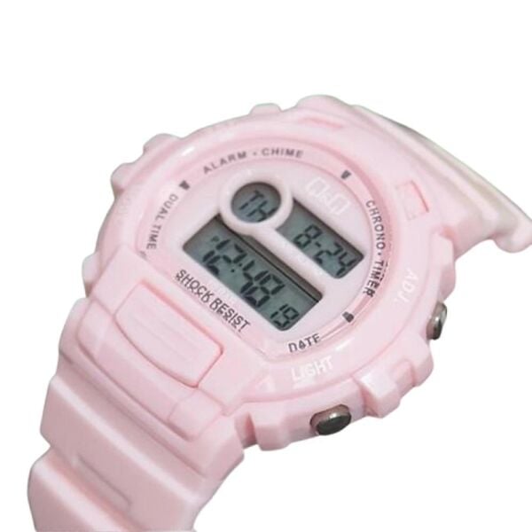 Q&Q G14A-003VY Pembe Renkli Alarmlı Tarihli Kronometreli Işıklı Çocuk Kol Saati