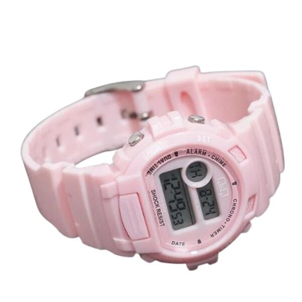 Q&Q G14A-003VY Pembe Renkli Alarmlı Tarihli Kronometreli Işıklı Çocuk Kol Saati