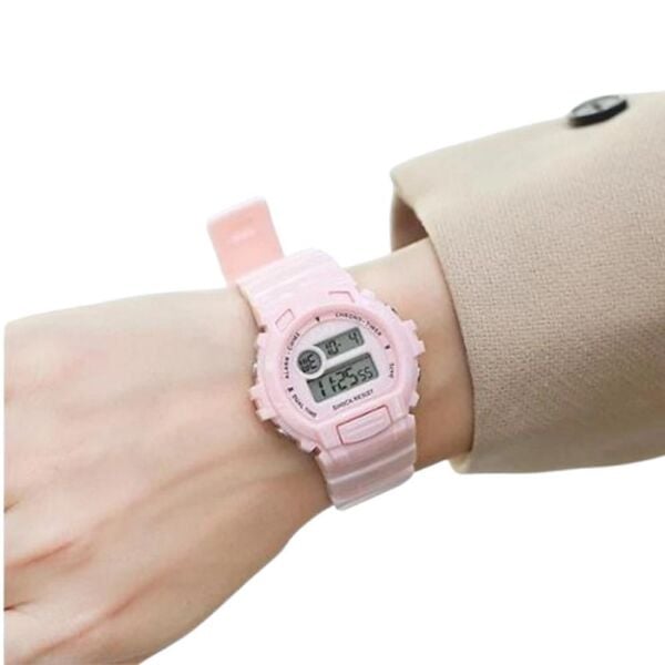 Q&Q G14A-003VY Pembe Renkli Alarmlı Tarihli Kronometreli Işıklı Çocuk Kol Saati