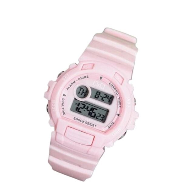 Q&Q G14A-003VY Pembe Renkli Alarmlı Tarihli Kronometreli Işıklı Çocuk Kol Saati