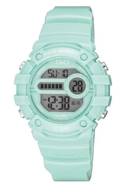 Q&Q G15A-002VY Yeşil Renkli Alarmlı Tarihli Kronometreli Işıklı Çocuk Kol Saati