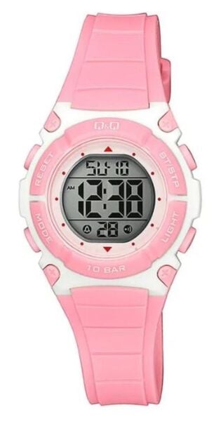 Q&Q M187J002Y Pembe Renkli Alarmlı Tarihli Kronometreli Işıklı Çocuk Kol Saati