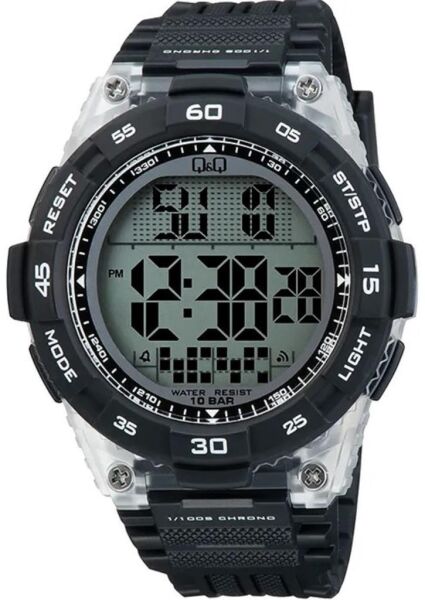 Q&Q G21A-001VY Siyah Renkli Alarmlı Tarihli Kronometreli Işıklı Genç Kol Saati