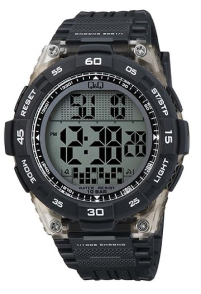 Q&Q G21A-002VY Siyah Renkli Alarmlı Tarihli Kronometreli Işıklı Genç Kol Saati