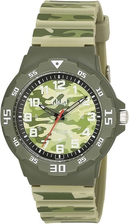 Q&Q V02A-011VY Kamujlaj Silikon 10 Bar Su Geçirmez Genç Kol Saati