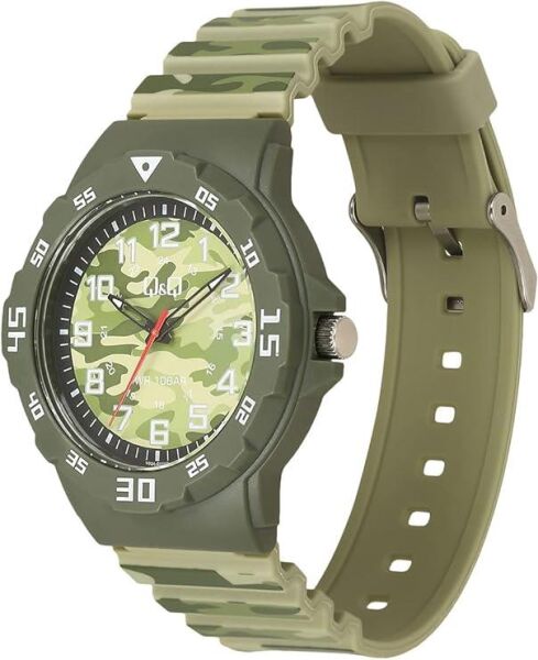 Q&Q V02A-011VY Kamujlaj Silikon 10 Bar Su Geçirmez Genç Kol Saati