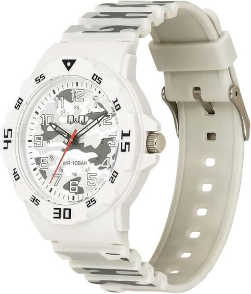 Q&Q V02A-012VY Kamujlaj Silikon 10 Bar Su Geçirmez Genç Kol Saati