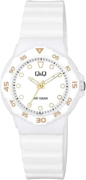 Q&Q V07A-002VY Beyaz Renkli Silikon 10 Atm Su Geçirmez Çocuk Kol Saati