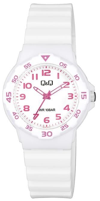 Q&Q V07A-003VY Beyaz Renkli Silikon 10 Atm Su Geçirmez Çocuk Kol Saati