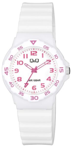 Q&Q V07A-003VY Beyaz Renkli Silikon 10 Atm Su Geçirmez Çocuk Kol Saati