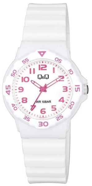 Q&Q V07A-003VY Beyaz Renkli Silikon 10 Atm Su Geçirmez Çocuk Kol Saati