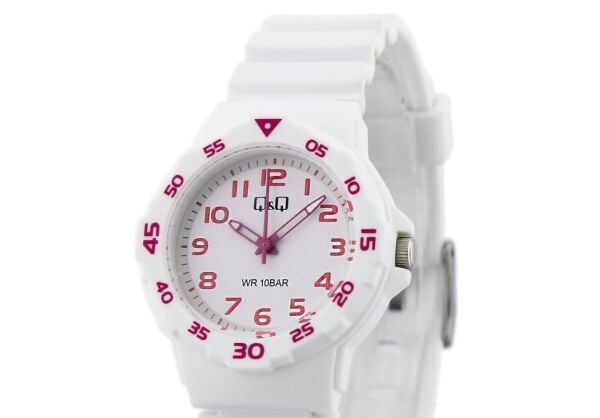 Q&Q V07A-003VY Beyaz Renkli Silikon 10 Atm Su Geçirmez Çocuk Kol Saati