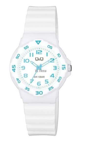 Q&Q V07A-004VY Beyaz Renkli Silikon 10 Atm Su Geçirmez Çocuk Kol Saati