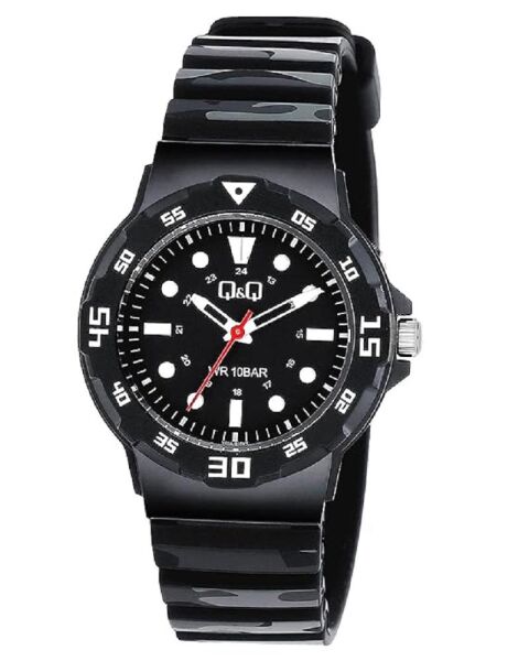 Q&Q V07A-010VY Kamuflaj Silikon 10 Atm Su Geçirmez Çocuk Kol Saati