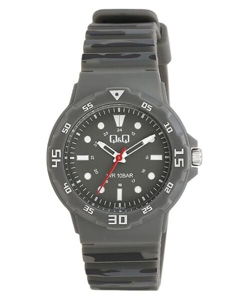 Q&Q V07A-013VY Kamuflaj Silikon 10 Atm Su Geçirmez Çocuk Kol Saati