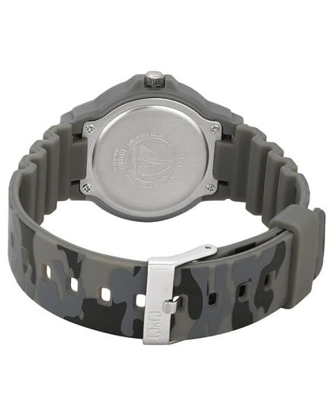 Q&Q V07A-013VY Kamuflaj Silikon 10 Atm Su Geçirmez Çocuk Kol Saati