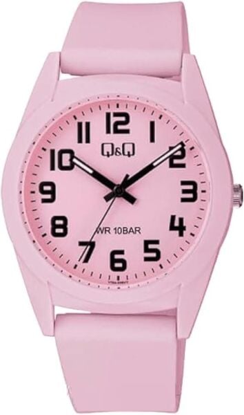Q&Q V13A-006VY Pembe Renkli Silikon 10 Atm Su Geçirmez Çocuk Kol Saati