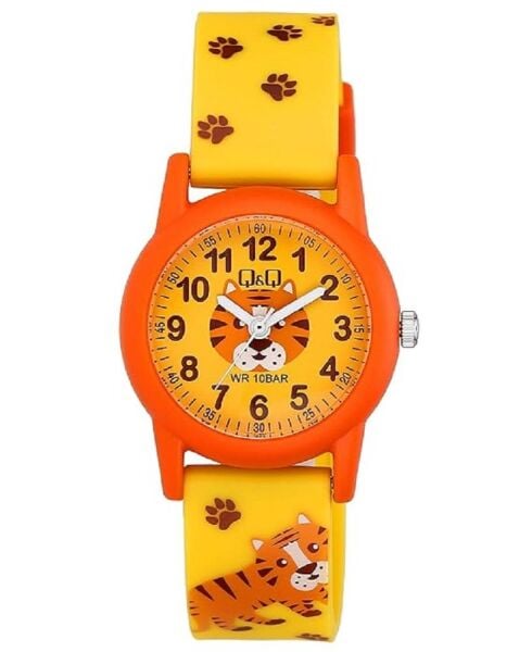 Q&Q V22A-016VY Kaplan Desenli Silikon 10 Atm Su Geçirmez Çocuk Kol Saati