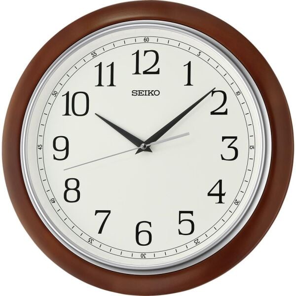 Seiko QXA813B Ahşap (MDF) Kasa Kahverengi Renkli 39 cm Çaplı Modern Sessiz Saniye Mekanizmalı Duvar Saati