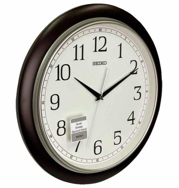 Seiko QXA813B Ahşap (MDF) Kasa Kahverengi Renkli 39 cm Çaplı Modern Sessiz Saniye Mekanizmalı Duvar Saati