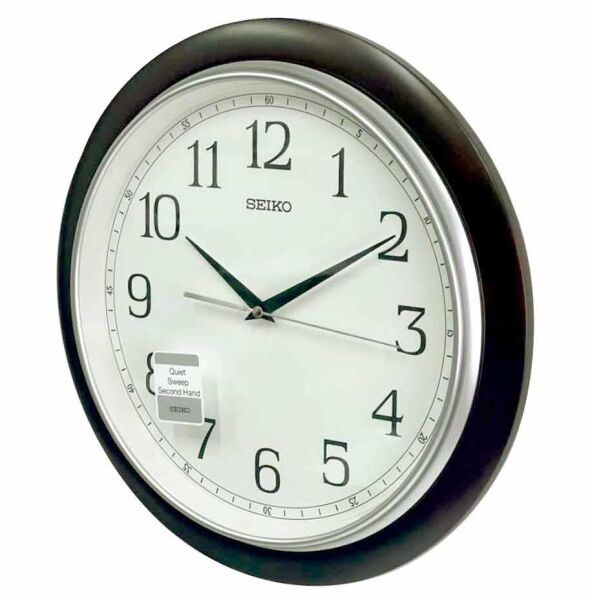 Seiko QXA813B Ahşap (MDF) Kasa Kahverengi Renkli 39 cm Çaplı Modern Sessiz Saniye Mekanizmalı Duvar Saati