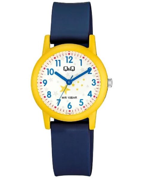 Q&Q V23A-013VY Yıldız Desenli Silikon 10 Atm Su Geçirmez Çocuk Kol Saati