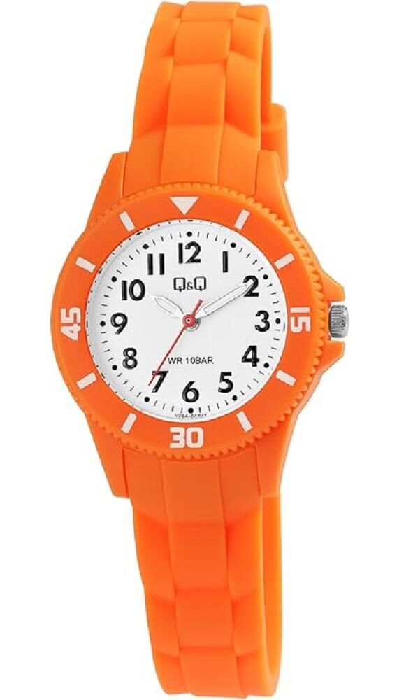 Q&Q V26A-003VY Turuncu Renkli Silikon 10 Atm Su Geçirmez Çocuk Kol Saati